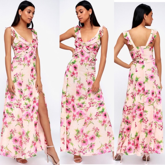 NWT Lulus Floral Maxi Flowy Dress - Picture 3 of 8